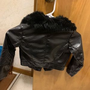Zara faux leather jacket with faux fur collar